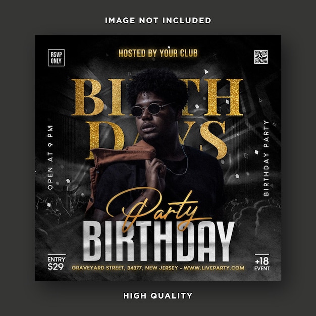 PSD birthday celebration party night poster design template