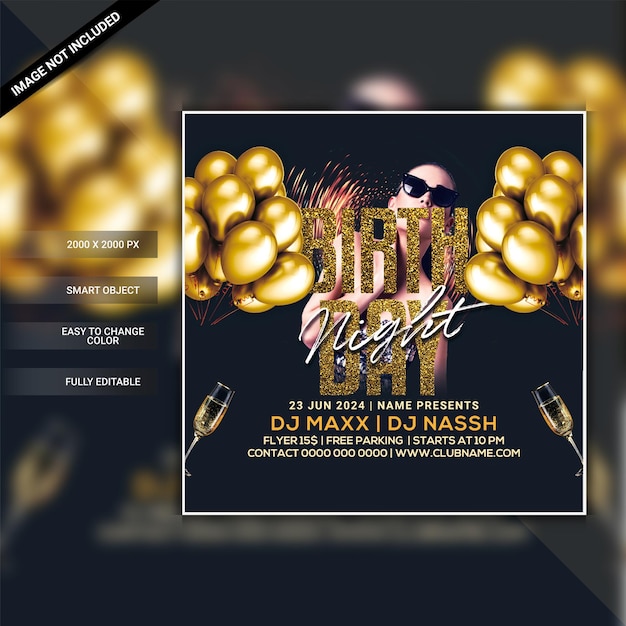 PSD birthday party flyer