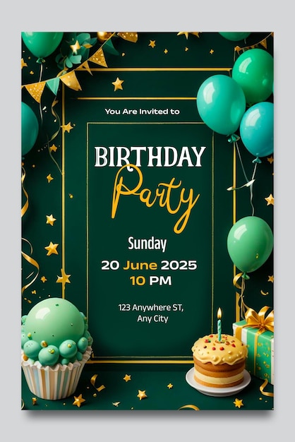PSD a birthday party poster for a birthday party