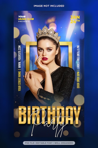 PSD birthday party social media instagram post story template