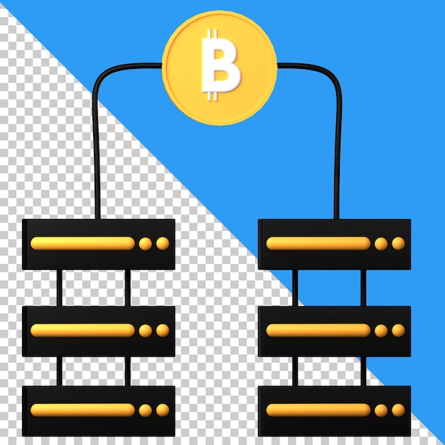 PSD bitcoin server icon isolated on the transparent background