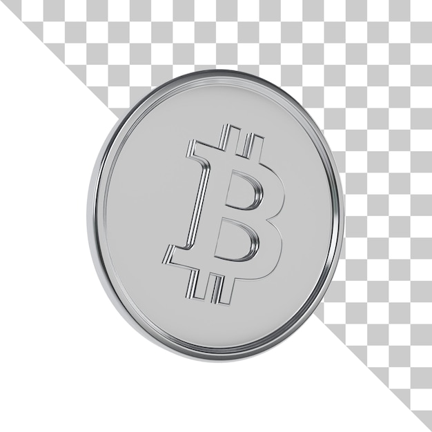 bitcoin silver coin 3d icon