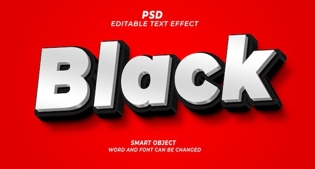 PSD black 3d psd editable text effect photoshop template with cute background