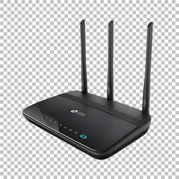 PSD black 3d wifi router on a transparent background