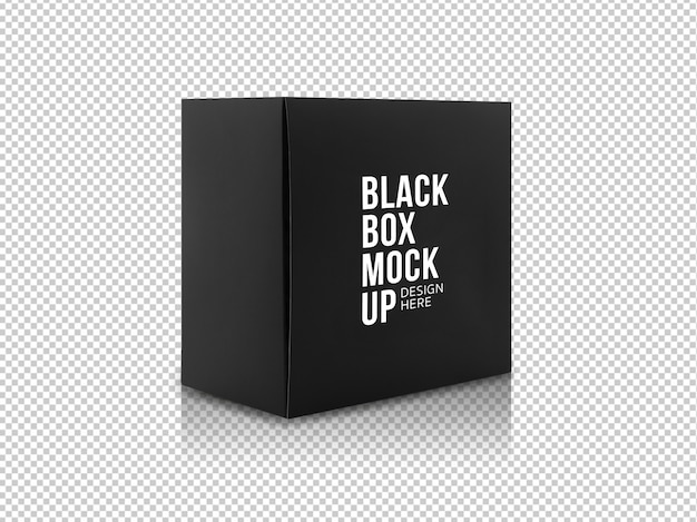 PSD black box product packaging in side view and front view mockup template for your design.