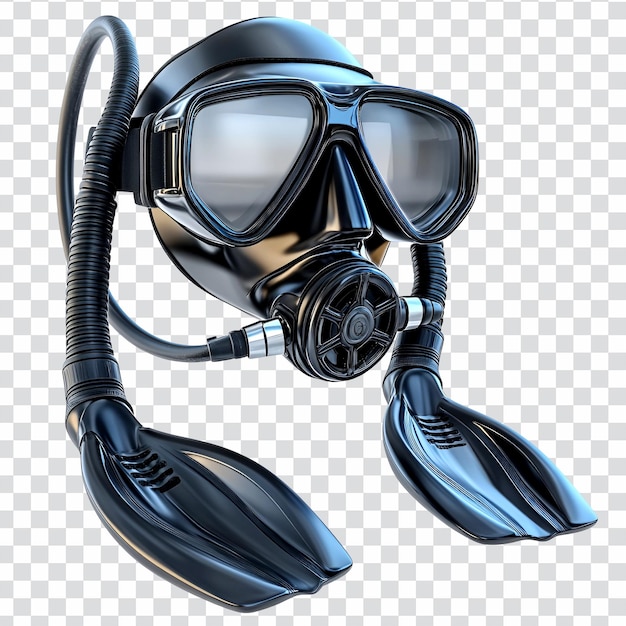 PSD black diving mask with clear lense and strap