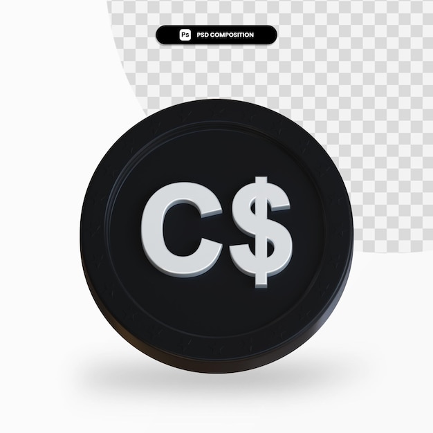PSD black exchange coin 3d rendering isolated