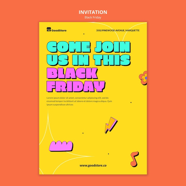 PSD black friday invitation template