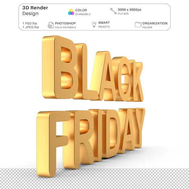 PSD black friday text effect 3d modeling psd file realistic black friday