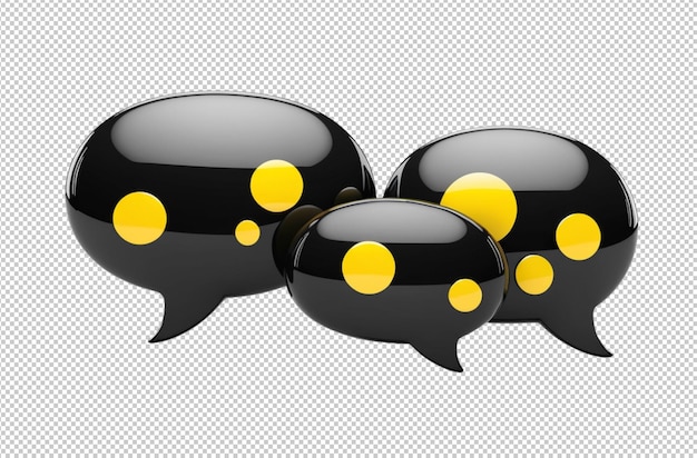PSD black glossy speech bubble shines brightly