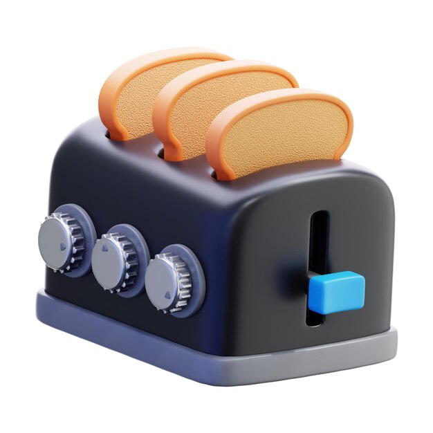 PSD a black and gray toaster with a blue button on it