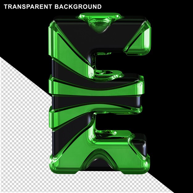 PSD black letters with green straps letter e