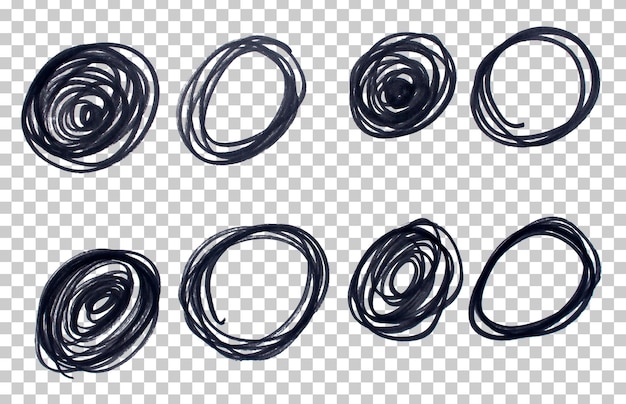PSD black marker scribble set cut out design elements