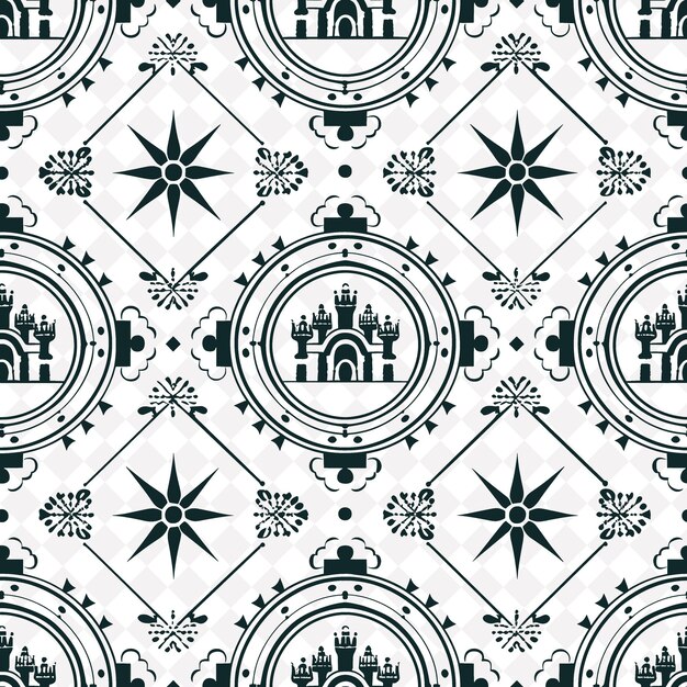 PSD a black and white pattern with a design of a city