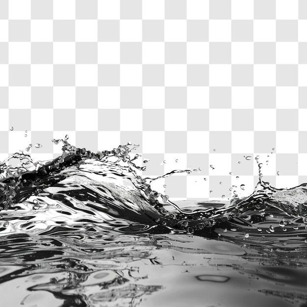 PSD black and white water on white background render