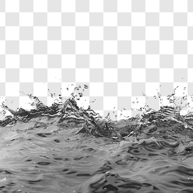 PSD black and white water on white background render