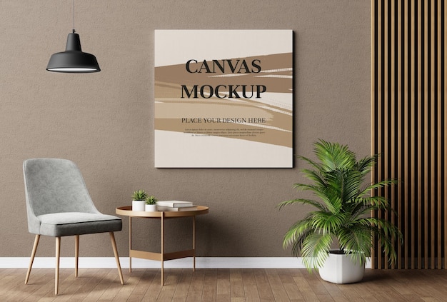 PSD blank canvas frame mockup 3d rendering