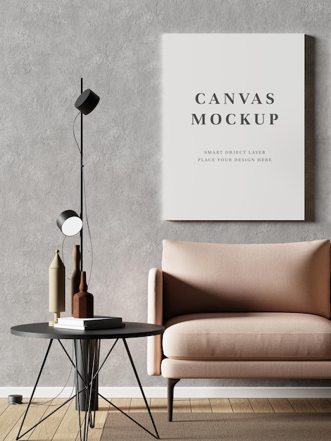 PSD blank canvas frame mockup 3d rendering