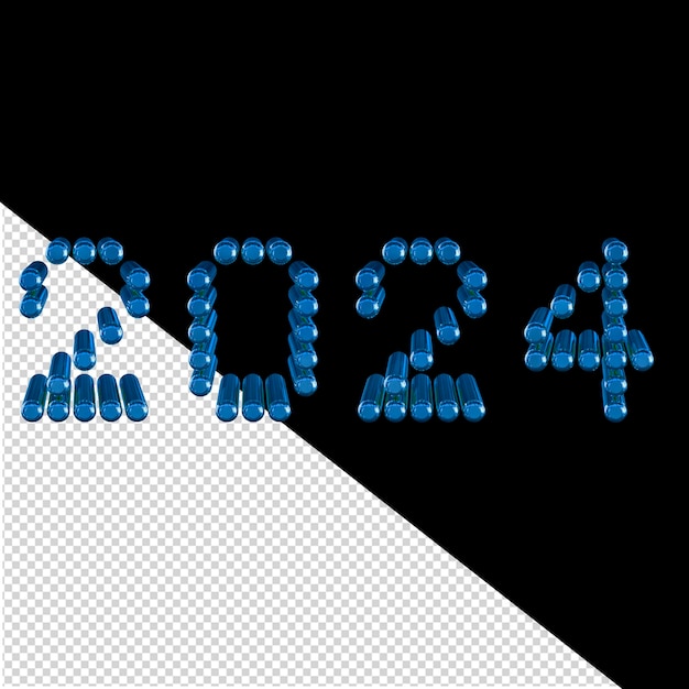 PSD blue 2024 new year 3d