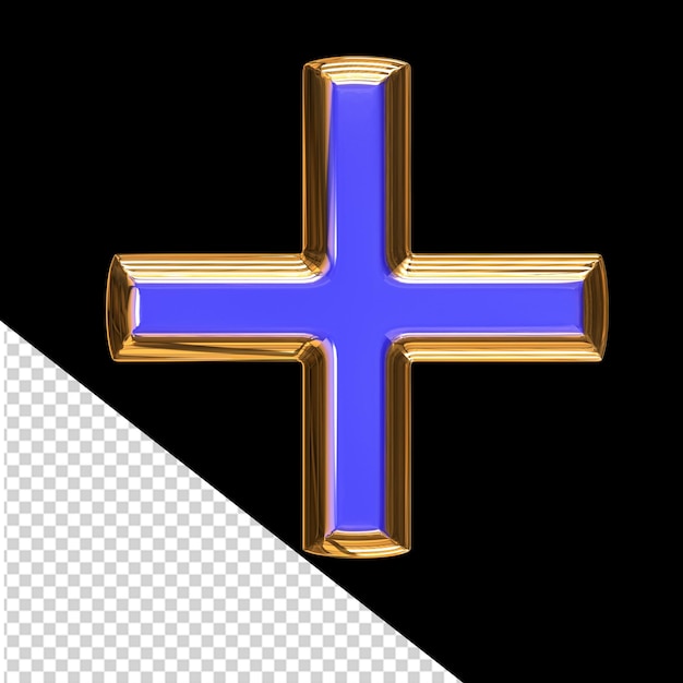 PSD blue 3d symbol in a golden frame