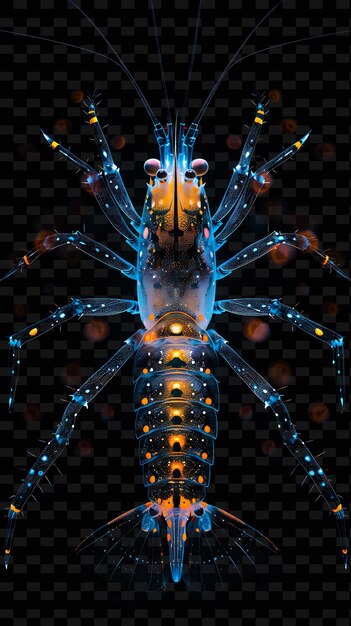 PSD a blue and black spider with a blue light on it