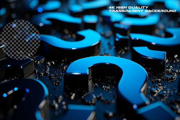 PSD blue digital question marks background on transparent background