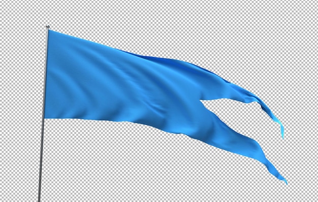 PSD blue flag mockup on transparent