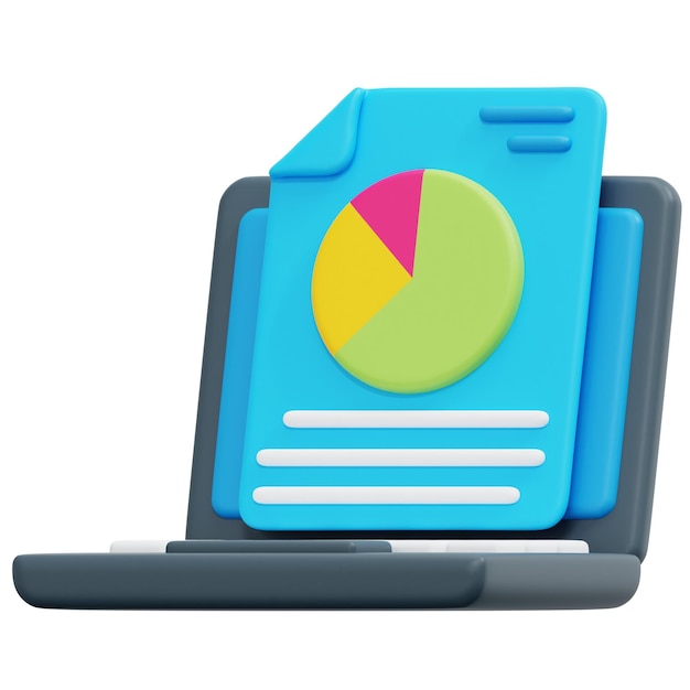 PSD a blue folder with a pie chart and a pie chart on it.