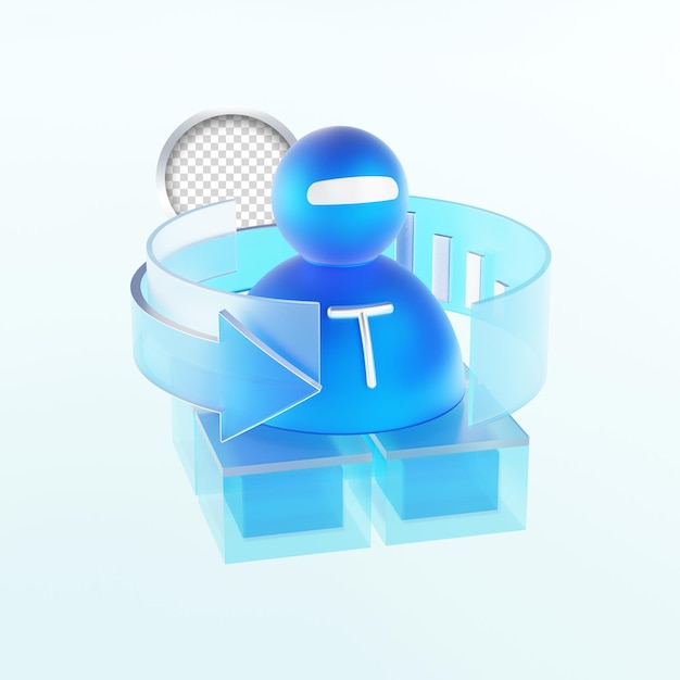 PSD a blue object with a letter t on it is on a white background
