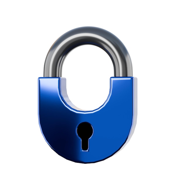 PSD blue padlock 3d realistic 3d realistic render