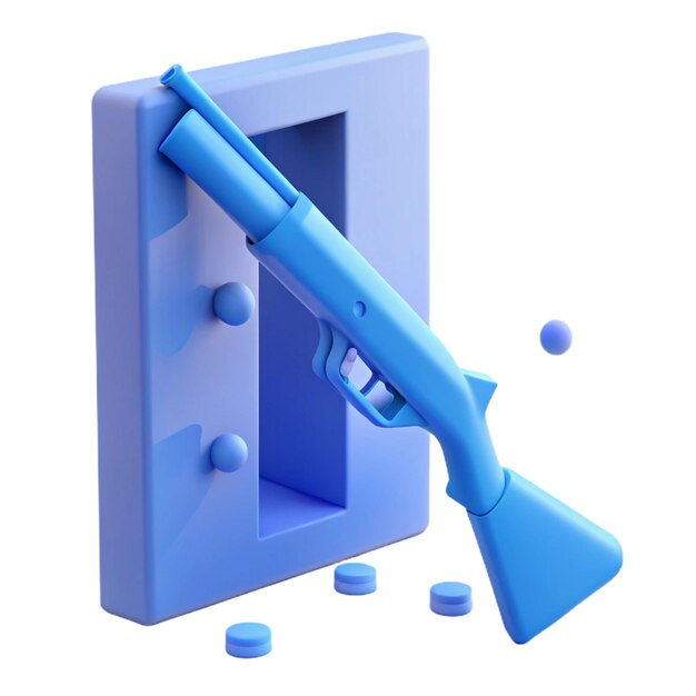 PSD a blue toy gun with a blue handle next to it