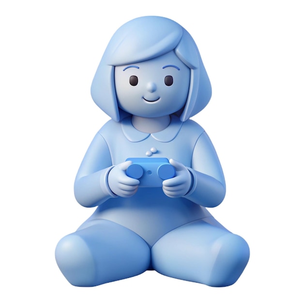 PSD a blue toy with a blue face and a white object in the middle