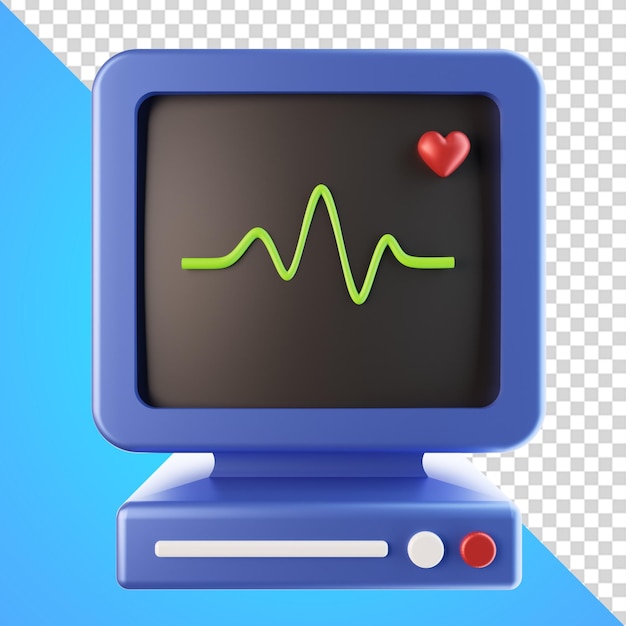 PSD a blue and white computer with a heart on the screen