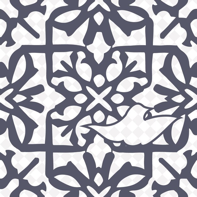 PSD a blue and white pattern with a white flower on it