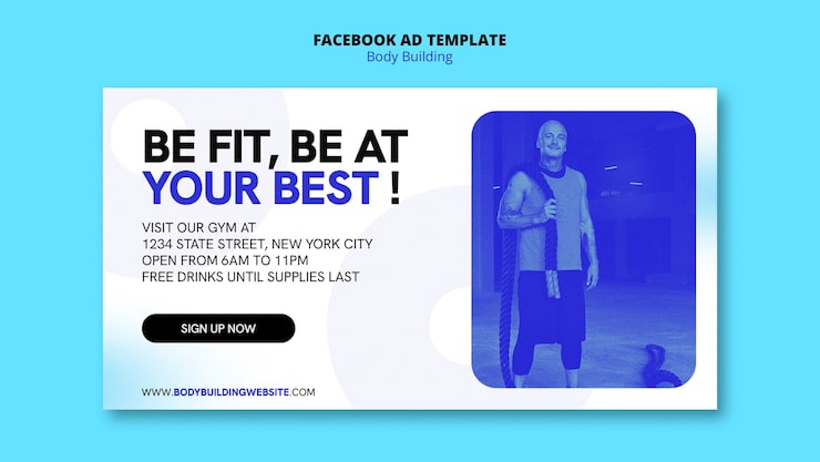 PSD body building training  facebook template