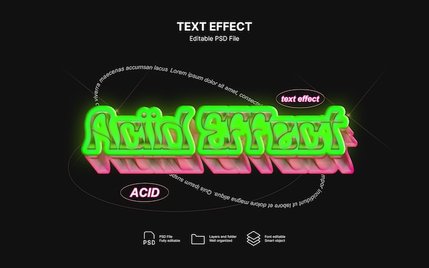 PSD bold acid text effect