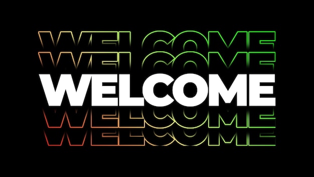 PSD bold welcome text design gradient outline typography on black background text effect