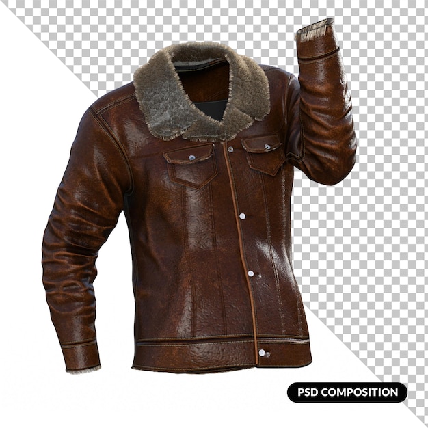 PSD bomber jacket brown isoalted 3d
