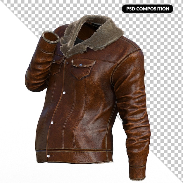 PSD bomber jacket brown isoalted 3d