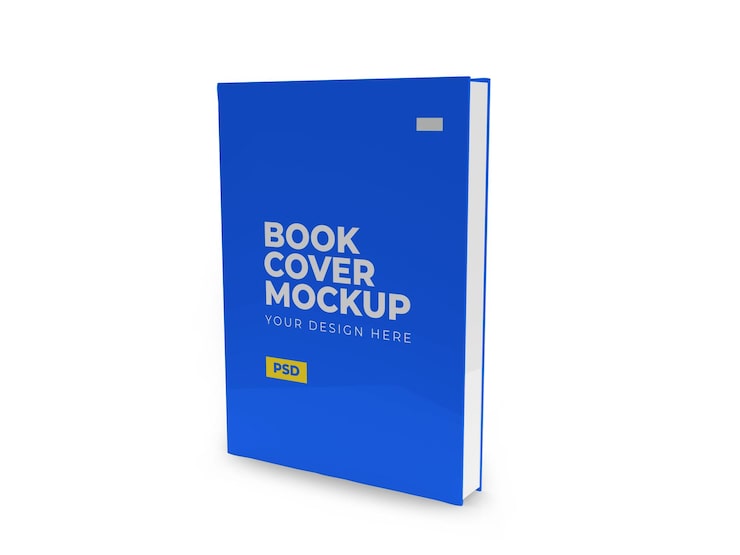 PSD book cover mockup on isolated white background