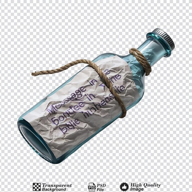 PSD a bottle with a paper isolated