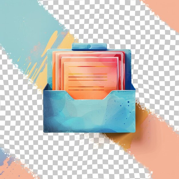 PSD a box of envelopes with a blue and orange background