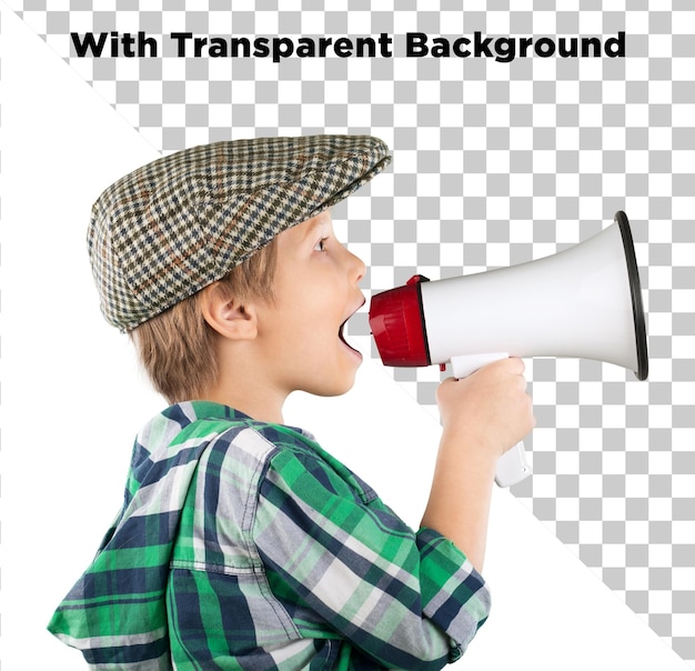 PSD boy announcing with megaphone