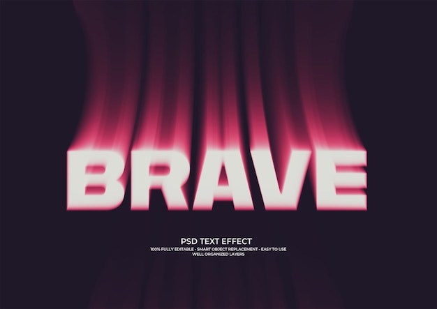 PSD brave 3d text effect with motion blur