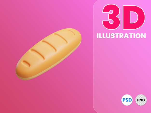 PSD bread white bread 3d illustration