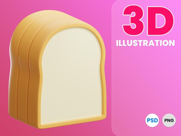 PSD bread white bread 3d illustration
