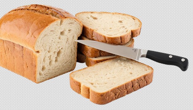 PSD bread with a knife sliced fresh