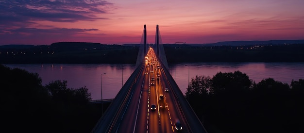 PSD bridge over the river at sunset