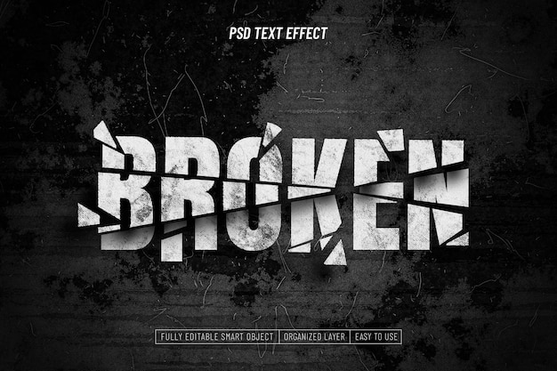 PSD broken editable text effect