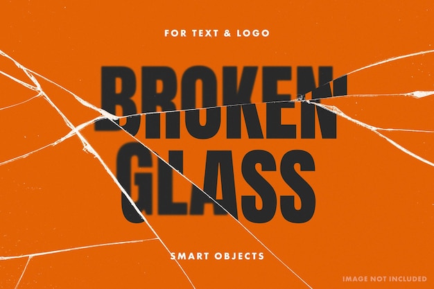 PSD broken glass text and logo effect